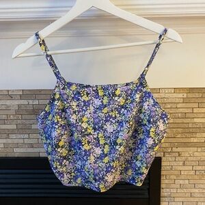 SIMONS Floral Tie Back Crop Top - Size M